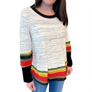 BUCKETLIST Multi-Colored Contrast Stripe Pullover Long Sleeve Top Size Small
